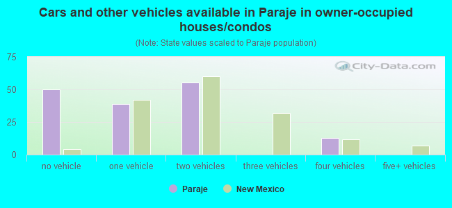 Cars and other vehicles available in Paraje in owner-occupied houses/condos