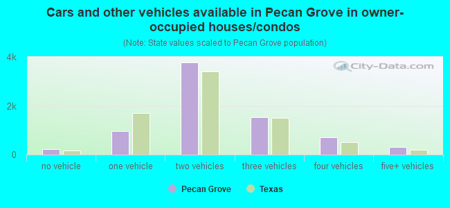 Cars and other vehicles available in Pecan Grove in owner-occupied houses/condos