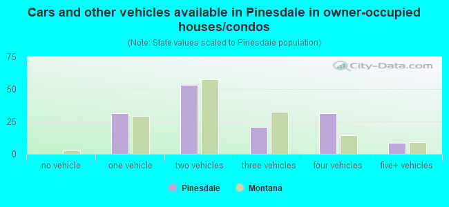 Cars and other vehicles available in Pinesdale in owner-occupied houses/condos