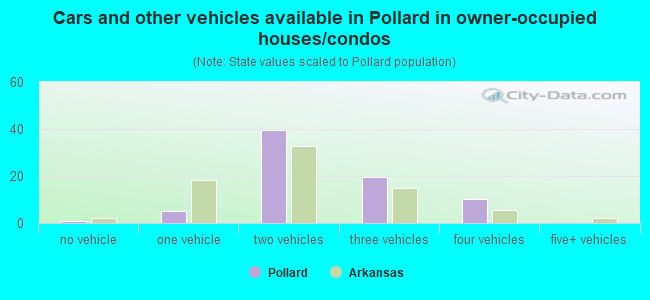 Cars and other vehicles available in Pollard in owner-occupied houses/condos