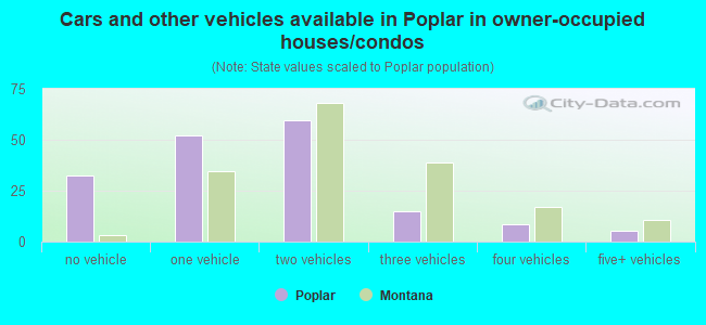 Cars and other vehicles available in Poplar in owner-occupied houses/condos