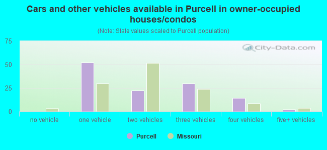 Cars and other vehicles available in Purcell in owner-occupied houses/condos