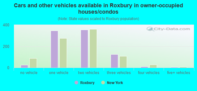 Cars and other vehicles available in Roxbury in owner-occupied houses/condos
