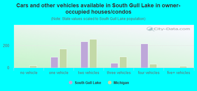 Cars and other vehicles available in South Gull Lake in owner-occupied houses/condos