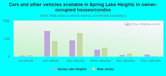 Cars and other vehicles available in Spring Lake Heights in owner-occupied houses/condos