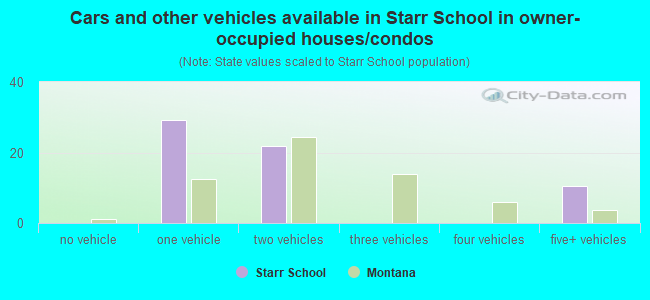Cars and other vehicles available in Starr School in owner-occupied houses/condos