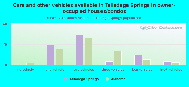 Cars and other vehicles available in Talladega Springs in owner-occupied houses/condos