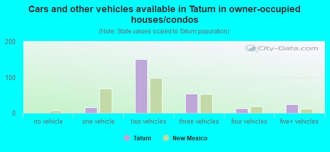 Cars and other vehicles available in Tatum in owner-occupied houses/condos