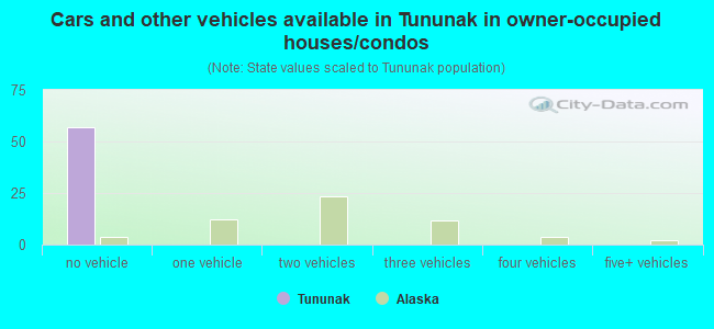 Cars and other vehicles available in Tununak in owner-occupied houses/condos