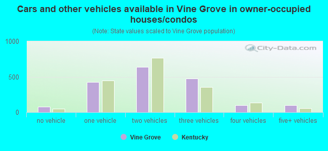 Cars and other vehicles available in Vine Grove in owner-occupied houses/condos