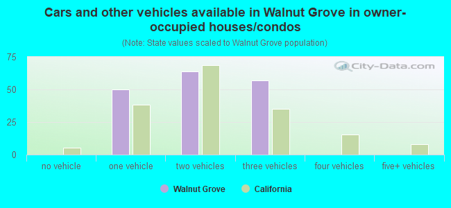 Cars and other vehicles available in Walnut Grove in owner-occupied houses/condos