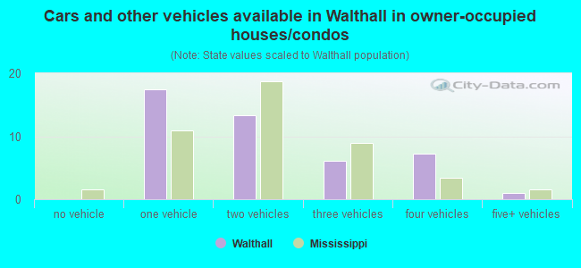 Cars and other vehicles available in Walthall in owner-occupied houses/condos