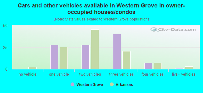 Cars and other vehicles available in Western Grove in owner-occupied houses/condos