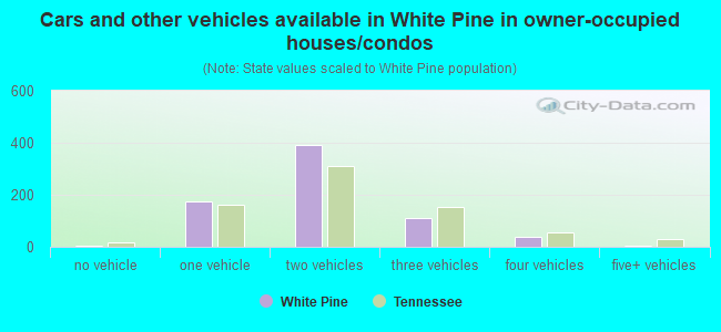 Cars and other vehicles available in White Pine in owner-occupied houses/condos