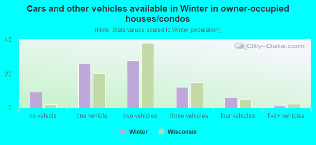 Cars and other vehicles available in Winter in owner-occupied houses/condos