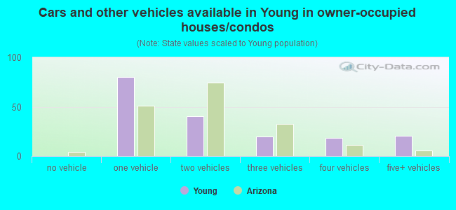Cars and other vehicles available in Young in owner-occupied houses/condos
