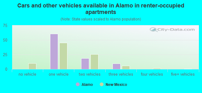 Cars and other vehicles available in Alamo in renter-occupied apartments