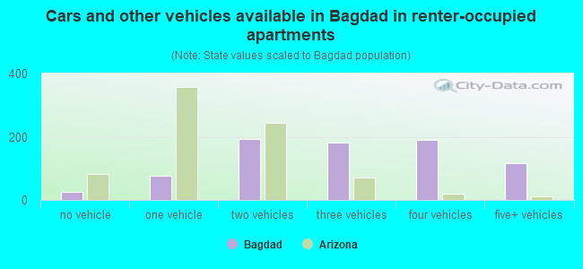 Cars and other vehicles available in Bagdad in renter-occupied apartments