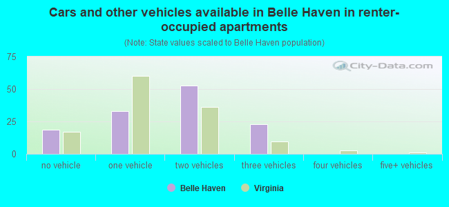 Cars and other vehicles available in Belle Haven in renter-occupied apartments