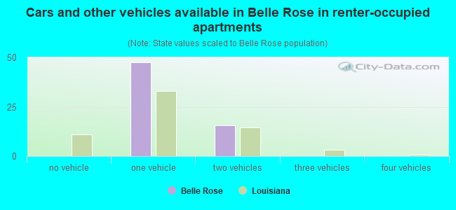 Cars and other vehicles available in Belle Rose in renter-occupied apartments