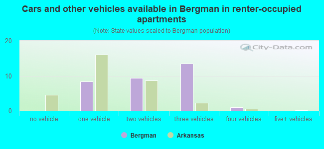 Cars and other vehicles available in Bergman in renter-occupied apartments