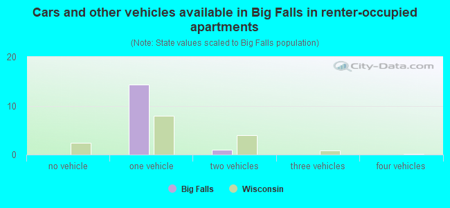 Cars and other vehicles available in Big Falls in renter-occupied apartments