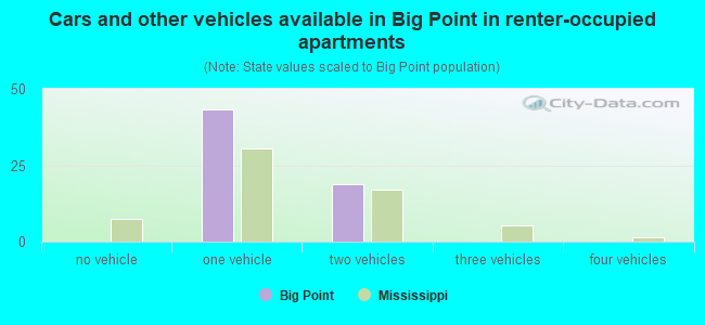 Cars and other vehicles available in Big Point in renter-occupied apartments