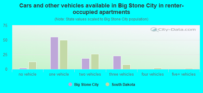 Cars and other vehicles available in Big Stone City in renter-occupied apartments