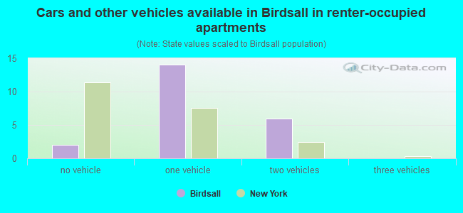 Cars and other vehicles available in Birdsall in renter-occupied apartments