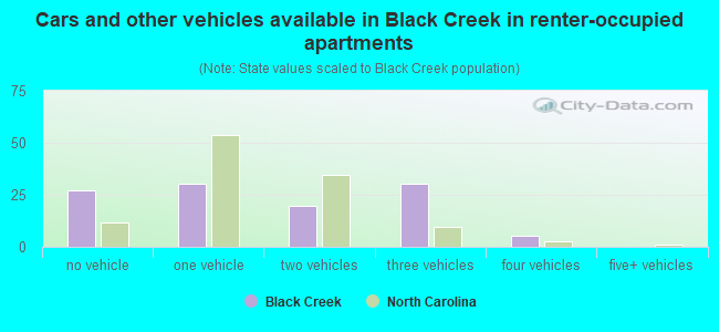 Cars and other vehicles available in Black Creek in renter-occupied apartments