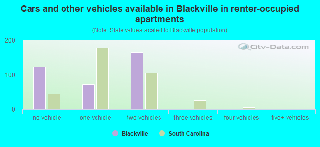 Cars and other vehicles available in Blackville in renter-occupied apartments