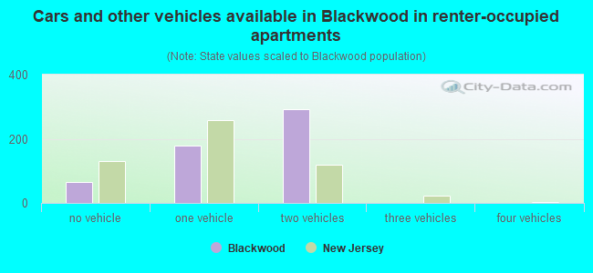 Cars and other vehicles available in Blackwood in renter-occupied apartments
