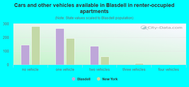 Cars and other vehicles available in Blasdell in renter-occupied apartments