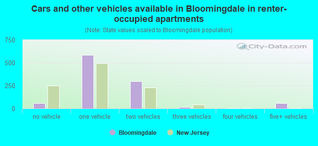 Cars and other vehicles available in Bloomingdale in renter-occupied apartments