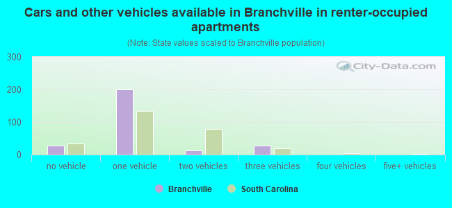 Cars and other vehicles available in Branchville in renter-occupied apartments