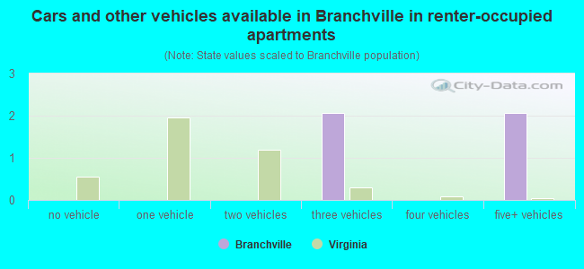 Cars and other vehicles available in Branchville in renter-occupied apartments