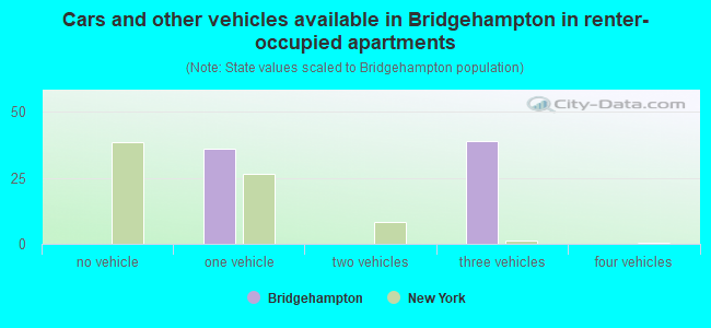 Cars and other vehicles available in Bridgehampton in renter-occupied apartments