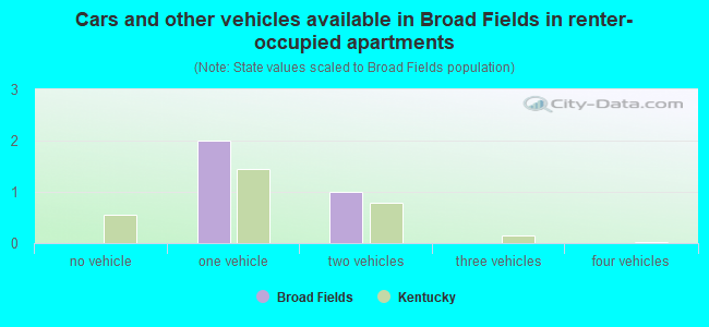 Cars and other vehicles available in Broad Fields in renter-occupied apartments