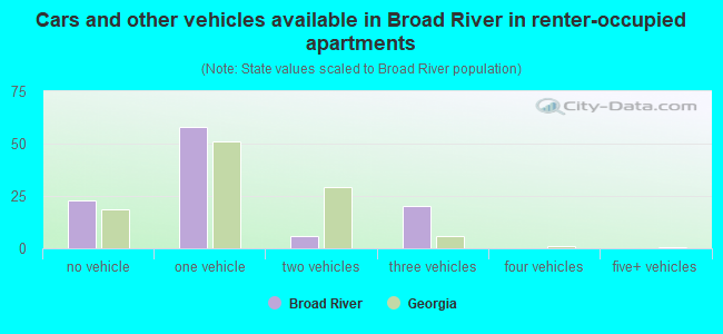 Cars and other vehicles available in Broad River in renter-occupied apartments