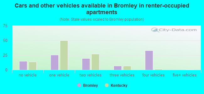 Cars and other vehicles available in Bromley in renter-occupied apartments