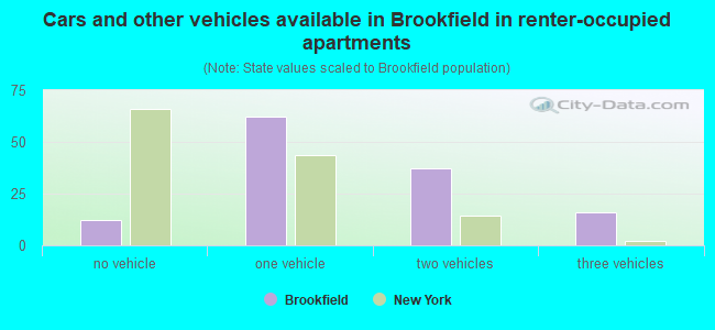 Cars and other vehicles available in Brookfield in renter-occupied apartments