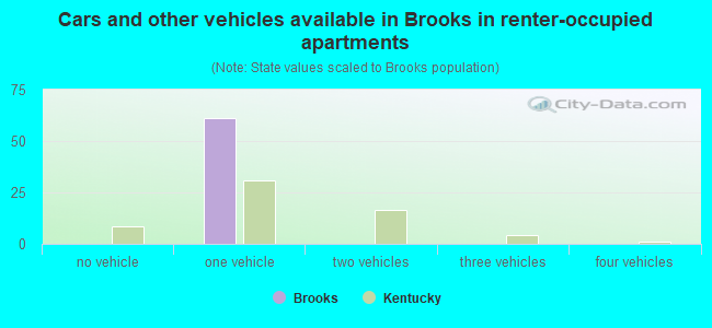 Cars and other vehicles available in Brooks in renter-occupied apartments