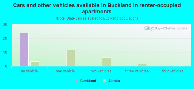 Cars and other vehicles available in Buckland in renter-occupied apartments