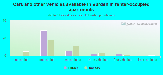 Cars and other vehicles available in Burden in renter-occupied apartments