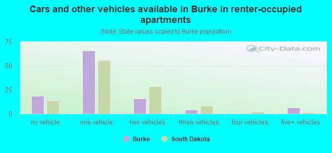 Cars and other vehicles available in Burke in renter-occupied apartments