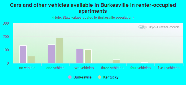 Cars and other vehicles available in Burkesville in renter-occupied apartments