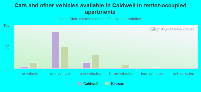 Cars and other vehicles available in Caldwell in renter-occupied apartments