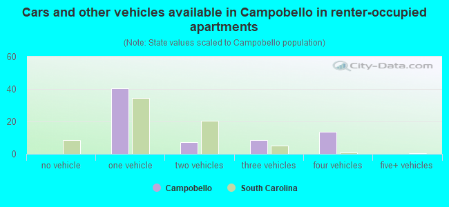 Cars and other vehicles available in Campobello in renter-occupied apartments