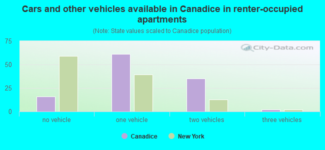Cars and other vehicles available in Canadice in renter-occupied apartments
