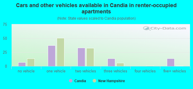 Cars and other vehicles available in Candia in renter-occupied apartments